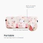 Wake In Cloud - Cot Nap Mat with Pillow and Blanket, 100% Cotton Fabric, for Toddler Kids Girls Ages 3 Plus in Daycare Kindergarten Preschool with Elastic Corner Straps, Floral Flowers - Image 3