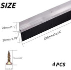 4 Pack 32 Inch Door Bottom Sweep, Aluminum with 1.1 Inch PP Brush - Image 2