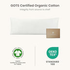Bioweaves 100% Organic Cotton Body Pillow Pillowcase with Zipper 300 Thread Count Soft Sateen Weave GOTS Certified - 21x54 Inches, White, Set of 2 - Image 6