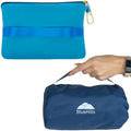 BlueHills Lightweight and Ultra Compact Travel Blanket Pillows for Two Airplane Traveling Essentials Flight Throws in Bag case with Backpack Clip Compact Large Plane – Teal Blue and Navy Blue by BlueHills