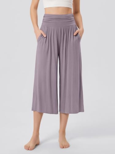 ODODOS Women's Wide Leg Palazzo Lounge Cropped Pants with Pockets Light Weight Comfy Pajama Capri Pants-20/22"/ 24" Inseam - Image 2