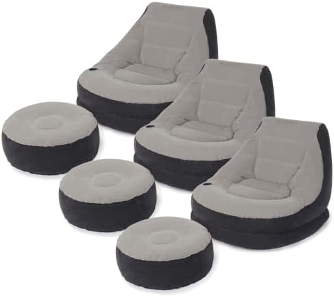 Intex Inflatable Ultra Lounge Chair with Cup Holder and Ottoman Set (3 Pack) by Unknown