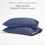 Threadmill 600TC Cotton King Pillowcases, Sateen, Jacquard, Folkstone Blue - Image 2