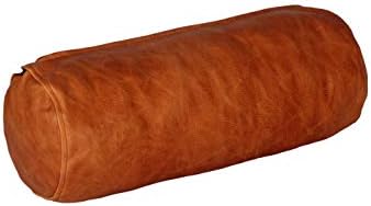 Neck Roll Pillow Cushion Cover, 20x5 Inch Full Moon Round Bolster Pillow Case, Cylinder Soft Lambskin Leather Pillowcase for Head, Spine & Neck Support During Sleep - Rusk Artical Pack of 1 by Azrahtraders