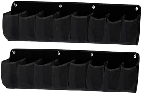 2 Pieces Shoe Storage Pocket Organizer Bedside Holder Bag Rack Hanging Non Woven Saving Easy Install Suitable for RV Bedroom, Black - Image 6