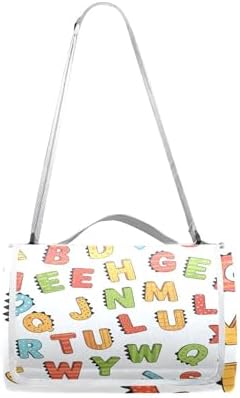 MNSRUU Picnic Blanket Waterproof Foldable, ABC Simple Cartoon Large Outdoor Picnic Beach Camping Blanket Travel Mat, Shoulder Strap Tote, Rectangle 57x59in - Image 7