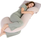 QUEEN ROSE Body Pillow for Side Sleeper, Cooling S Shaped Hug Pillow, Ivory by QUEENROSE