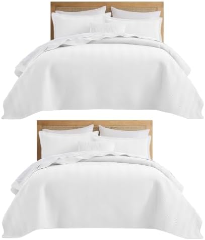 IR Imperial Rooms Queen Quilt Bedding Set White Bedspread Wave 2 Pack by IRImperialRooms