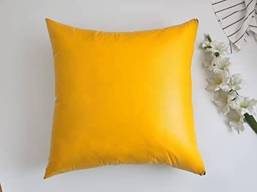 Waterproof Pillow Protector with Zipper Enclosure,PU Material,Soft,Stain-Risistant,Pet-Proof,Square Pillow 2-Pack(Euro(26"*26"), Yellow) - Image 2