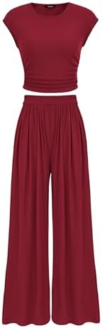PRETTYGARDEN Women Summer 2 Piece Ribbed Knit Lounge Sets by PRETTYGARDEN
