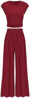 PRETTYGARDEN Women Summer 2 Piece Ribbed Knit Lounge Sets by PRETTYGARDEN
