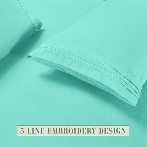 Elegant Comfort Luxury Soft 6-Piece 1500 Premium Hotel Quality Bed Sheet Set with Extra Deep Pockets 18-24 Inch, Wrinkle Free, Storage Pockets, Extra Deep Pocket 6PC Sheets, Full, Paradise Teal - Image 7