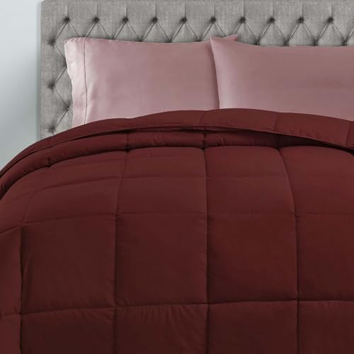 SUPERIOR All Season Down Alternative Comforter, Full/Queen, Burgundy - Image 5
