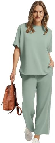Sampeel Two Piece Sets for Women Summer Outfits Oversized Wide Leg Crop Pants Lounge Sets Airport Beach Vacation Clothes - Image 2