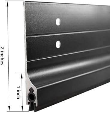 Door Metal Draft Stopper 2x42 inches Aluminum Mouse Blocker Black - Image 2