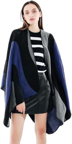 Lacavocor Women's Shawl Wrap Poncho Cape Cardigan Open Front - Image 2