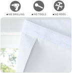 RYB HOME 100% Blackout 2 Panels French Door Curtains - Blackout Tricia Window Curtain Self Adhesive Adjustable Drapes Privacy Thermal Insulated Bedroom Door Window Drapes, 26 x 69, 1 Pair, Pure White - Image 7