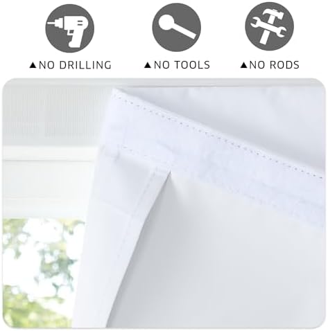 RYB HOME 100% Blackout 2 Panels Blackout French Door Curtains, Room Darkening Shades Small Window Curtains and Drapes Thermal Insulated Tricia Door Blinds for Patio Doorway, W26 x L40 inch, Pure White - Image 7