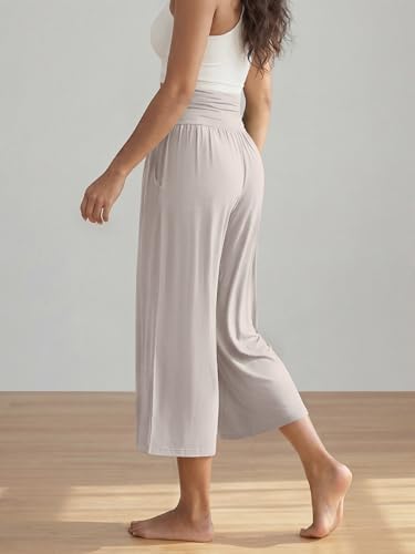 ODODOS Women's Wide Leg Palazzo Lounge Cropped Pants with Pockets Light Weight Comfy Pajama Capri Pants-20/22"/ 24" Inseam - Image 2