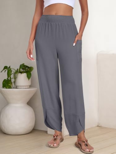 ANRABESS Womens Wide Leg Palazzo Capri Barrel Pants Cropped Trousers - Image 3