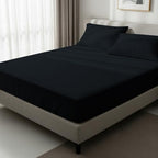 Pizuna Pure 100% Cotton Queen Fitted Sheet 600 Thread Count Black by Pizuna