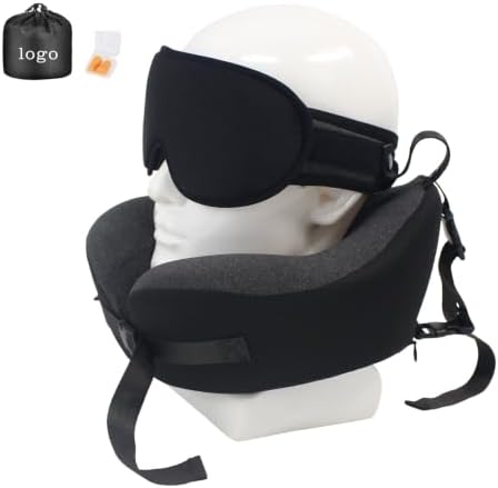 Travel Pillow for Airplane - Neck Pillow with 3D Sleep Mask for Long Flights 360° Head Chin Support Premium Memory Foam Adjustable Buckle Travel Essential by LVPETALIZE