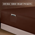Elegant Comfort 1500 Premium Quality 6-Piece Bed Sheet Set - 18-24 Inch Extra Deep Pocket, Smart Storage Pockets, Wrinkle Free Ultra Soft 6PC Extra Deep Pocket Sheets, King, Chocolate Brown - Image 6