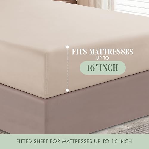 Elegant Comfort Luxury Soft 1500 Premium Hotel Quality Microfiber Wrinkle and Fade Resistant Cozy 6-Piece Bedding Set, Easy All Around Elastic Fitted Sheet, Deep Pocket, Queen, Cream - Image 5