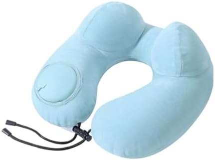 QUQUQ Travel Neck Pillow for Sleeping Inflatable Travel Pillow Velvet Neck Pillows with Storage Bag for Airplanes Comfortable(Blue-C) by Unknown
