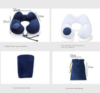 QUQUQ Travel Neck Pillow for Sleeping Inflatable Travel Pillow Velvet Neck Pillows with Storage Bag for Airplanes Comfortable(Blue-C) - Image 2