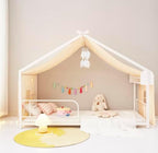 Mengersi Bed Canopy House Canopy Bed Curtains with Lights,Montessori House Bed Metal Floor Bed Canopy for Girls Boys,Fit for Twin Full Queen Bed,No Frame(Natural) - Image 3