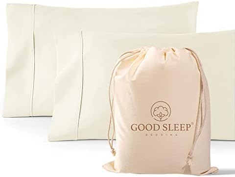 1000 TC Ivory King Pillowcases Set of 2 100% Egyptian Cotton Pillow Cases by GoodSleepBedding