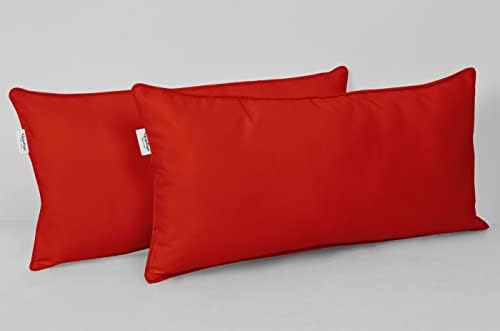 Indoor/Outdoor Polyester Fabric Lumbar Pillow Cover, All-Weather Waterproof Rectangular Cushion Case for Patio Furniture, 16 x 24 Set of 2 -Red - Image 2