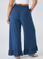 Eytino Womens Plus Size Wide Leg Pants Elastic High Waist Lounge Trouser - Image 2
