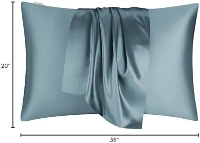 DISANGNI Silk Indulgence Set: Premium 22 Momme Mulberry Silk Pillowcase & Eye Mask Duo for Hair and Skin Rejuvenation(1pc King Size 20" x36", Blue Gray) - Image 7