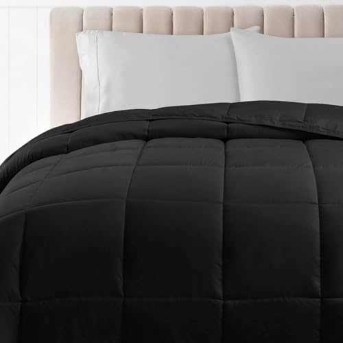 SUPERIOR All Season Reversible Down Alternative Comforter, Cal King, Black - Image 5