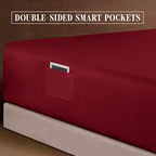 Elegant Comfort 1500 Premium Quality 6-Piece Bed Sheet Set - 18-24 Inch Extra Deep Pocket, Smart Storage Pockets, Wrinkle Free Ultra Soft 6PC Extra Deep Pocket Sheets, Queen, Burgundy - Image 6