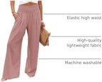 Angerella Womens Elastic High Waisted Palazzo Pants Casual Wide Leg Long Lounge Pant Trousers with Pocket - Image 4