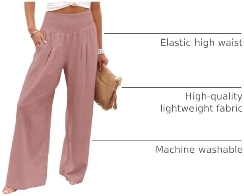 Angerella Womens Elastic High Waisted Palazzo Pants Casual Wide Leg Long Lounge Pant Trousers with Pocket - Image 4