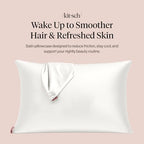 Kitsch Satin Pillowcase with Zipper - 2 pcs Standard Size, Ivory - Image 2