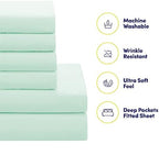 Sweet Home Collection 7 Piece Comforter Set Bag Solid Color All Season Soft Down Alternative Blanket & Luxurious Microfiber Bed Sheets, Mint, Twin XL - Image 3
