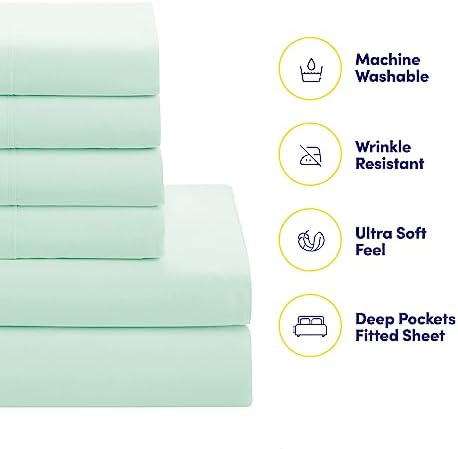 Sweet Home Collection 7 Piece Comforter Set Bag Solid Color All Season Soft Down Alternative Blanket & Luxurious Microfiber Bed Sheets, Mint, Twin XL - Image 3