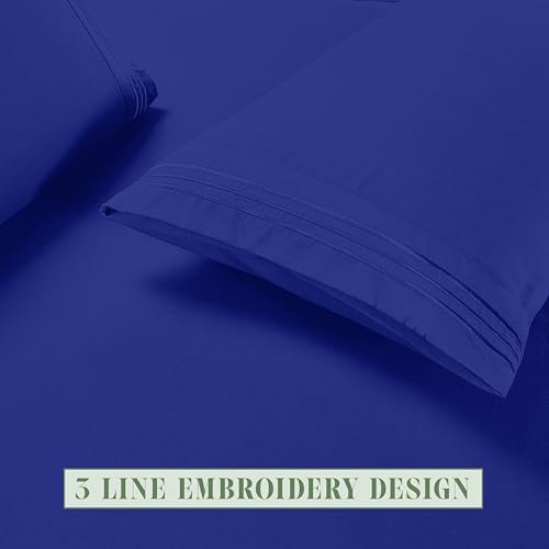 Elegant Comfort Luxury Soft 4-Piece 1500 Premium Hotel Quality Bed Sheet Set with Extra Deep Pockets 18-24 Inch, Wrinkle Free, Storage Pockets, Extra Deep Pocket 4PC Sheets, Twin XL, Royal Blue - Image 7