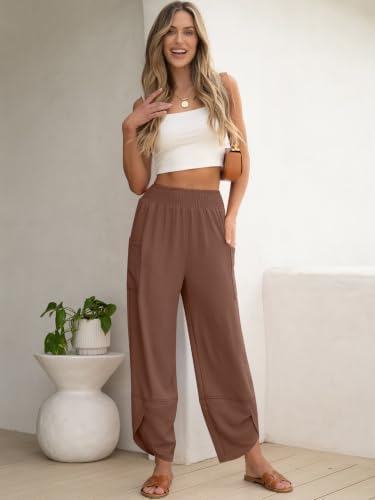 ANRABESS Womens Wide Leg Palazzo Capri Barrel Pants Cropped Trousers - Image 2