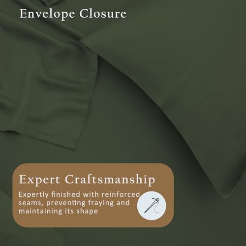TOSMO Luxury Pillow Case Set of 2 - Cooling Viscose Derived from Bamboo, Oeko-TEX, Breathabl Silky Soft Pillow Cases with Envelope Closure (Standard, Olive) - Image 6