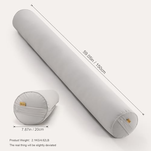 Body Pillow for Adults,Long Round Pillow,Big Cylindrical Pillow,Large Full Bolster Pillows for Side Sleepers (Silver Gray, 59"*7.87") - Image 2