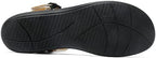 Women's Classic Flat Sandals Leather Open Toes Memory Foam One Band Ankle Strap Adjustable Slip On Shoes - Image 6