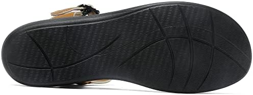 Women's Classic Flat Sandals Leather Open Toes Memory Foam One Band Ankle Strap Adjustable Slip On Shoes - Image 6