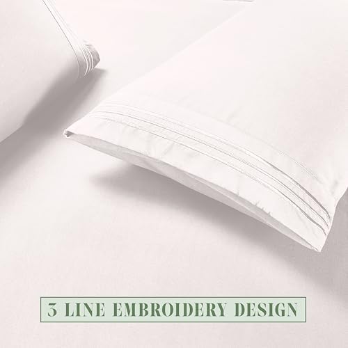 Elegant Comfort Luxury Soft 4-Piece 1500 Premium Hotel Quality Bed Sheet Set with Extra Deep Pockets 18-24 Inch, Wrinkle Free, Storage Pockets, Extra Deep Pocket 4PC Sheets, Twin, White - Image 7