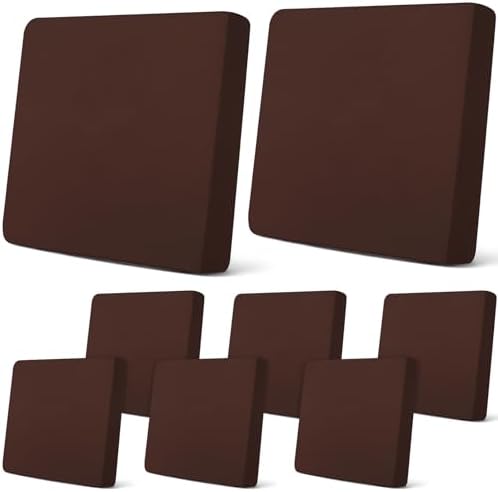 Newwiee 8 Pcs Patio Outdoor Cushion Covers,Solid,Dark Coffee by Newwiee